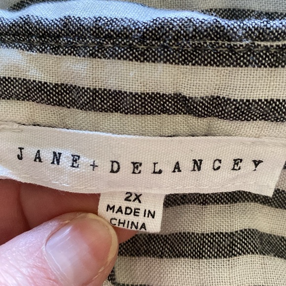 Jane + Delancey gray and white stripe button-down blouse size 2X - Picture 5 of 7